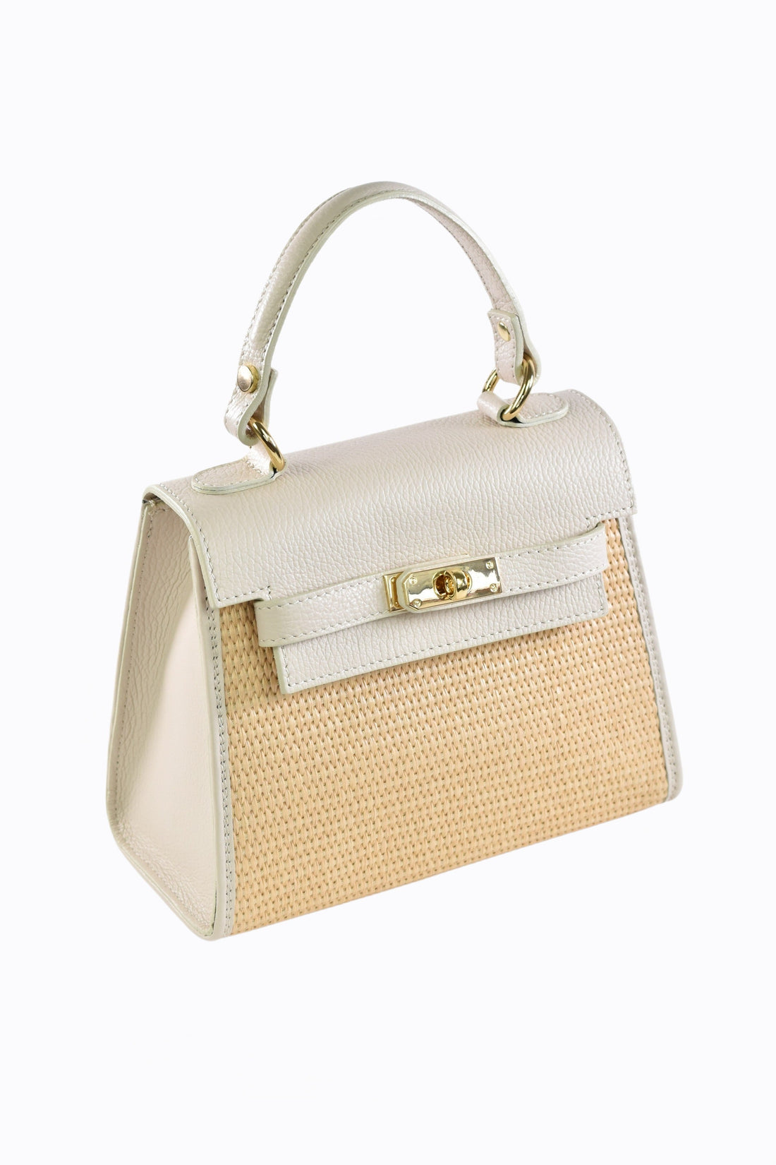 Freydis Bag in Dollar Leather and Raffia Beige