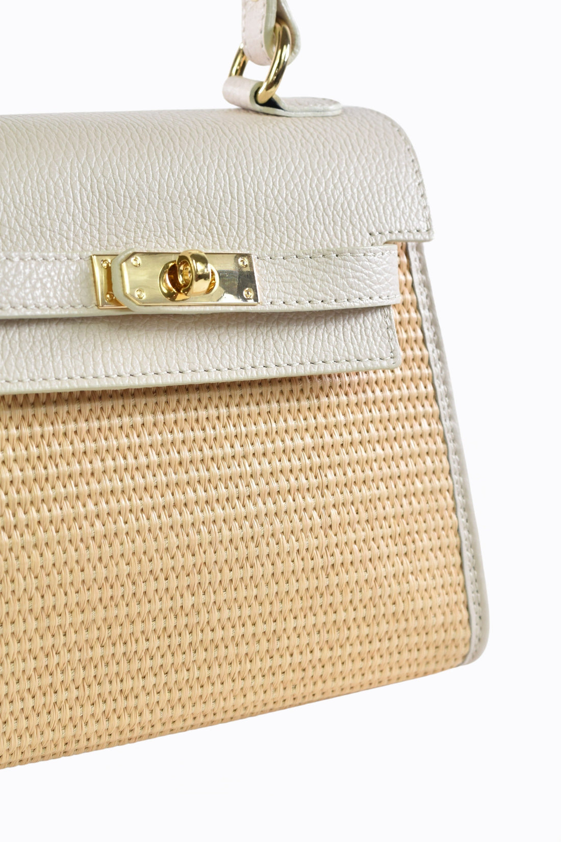 Freydis Bag in Dollar Leather and Raffia Beige
