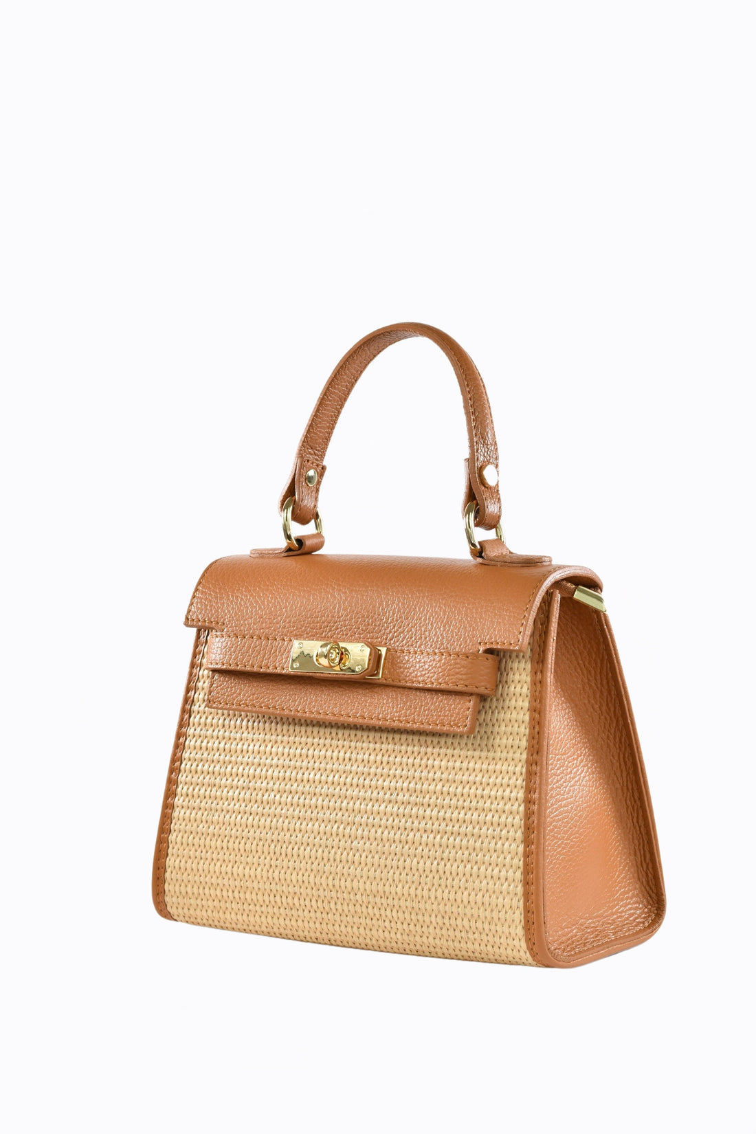 Freydis Bag in Dollar Leather and Raffia Tan
