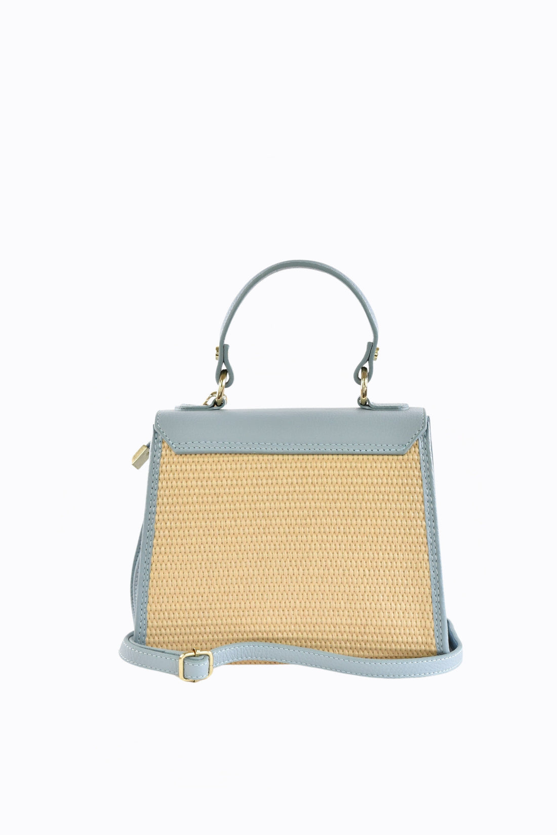 Freydis Bag in Dollar Leather and Raffia Light Blue