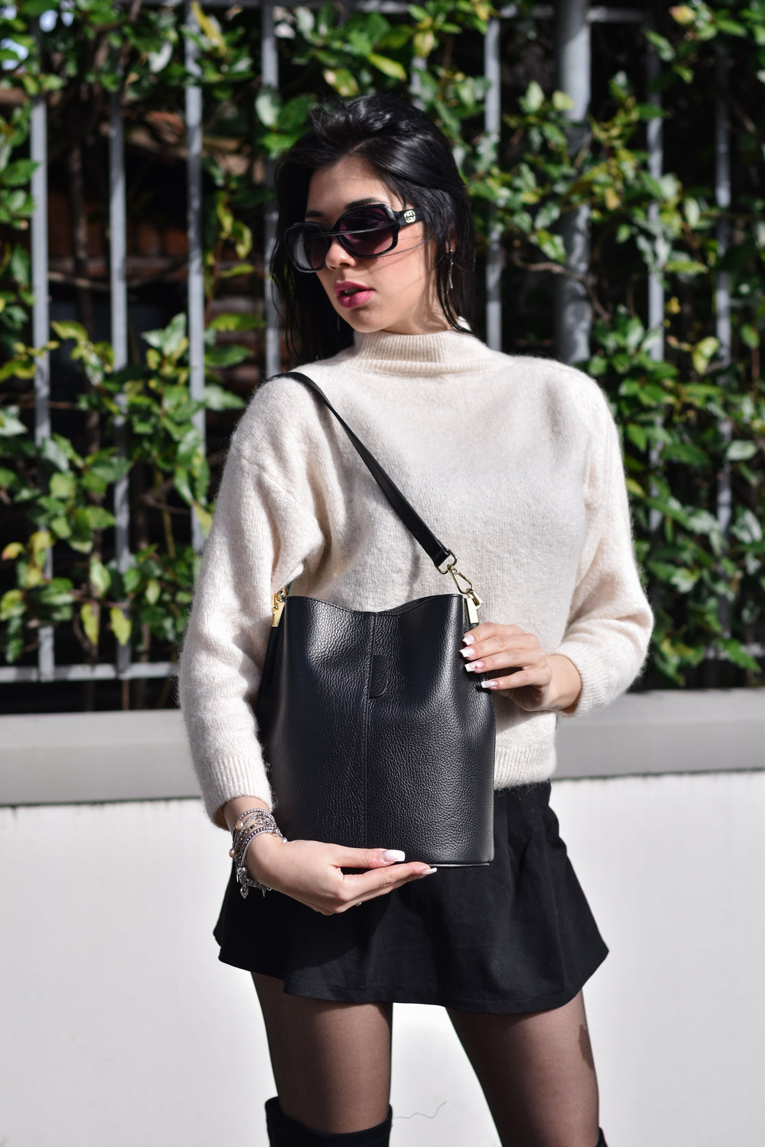 Giusy Bag in Black Dollar Leather
