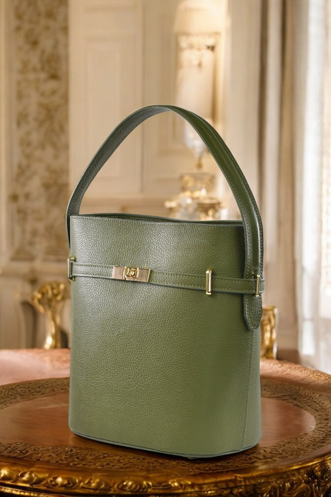 Louise bag in Military Green Dollar leather