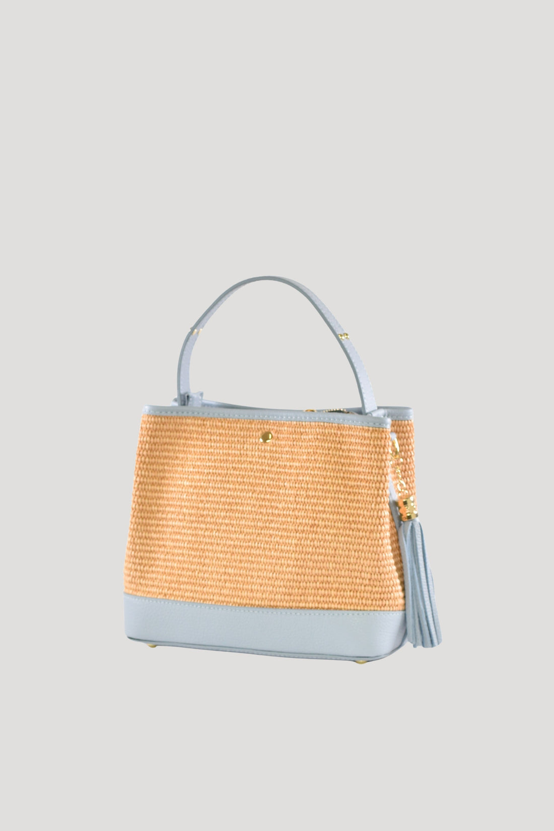 Kendy Bag Dollar Leather and Raffia Light Blue