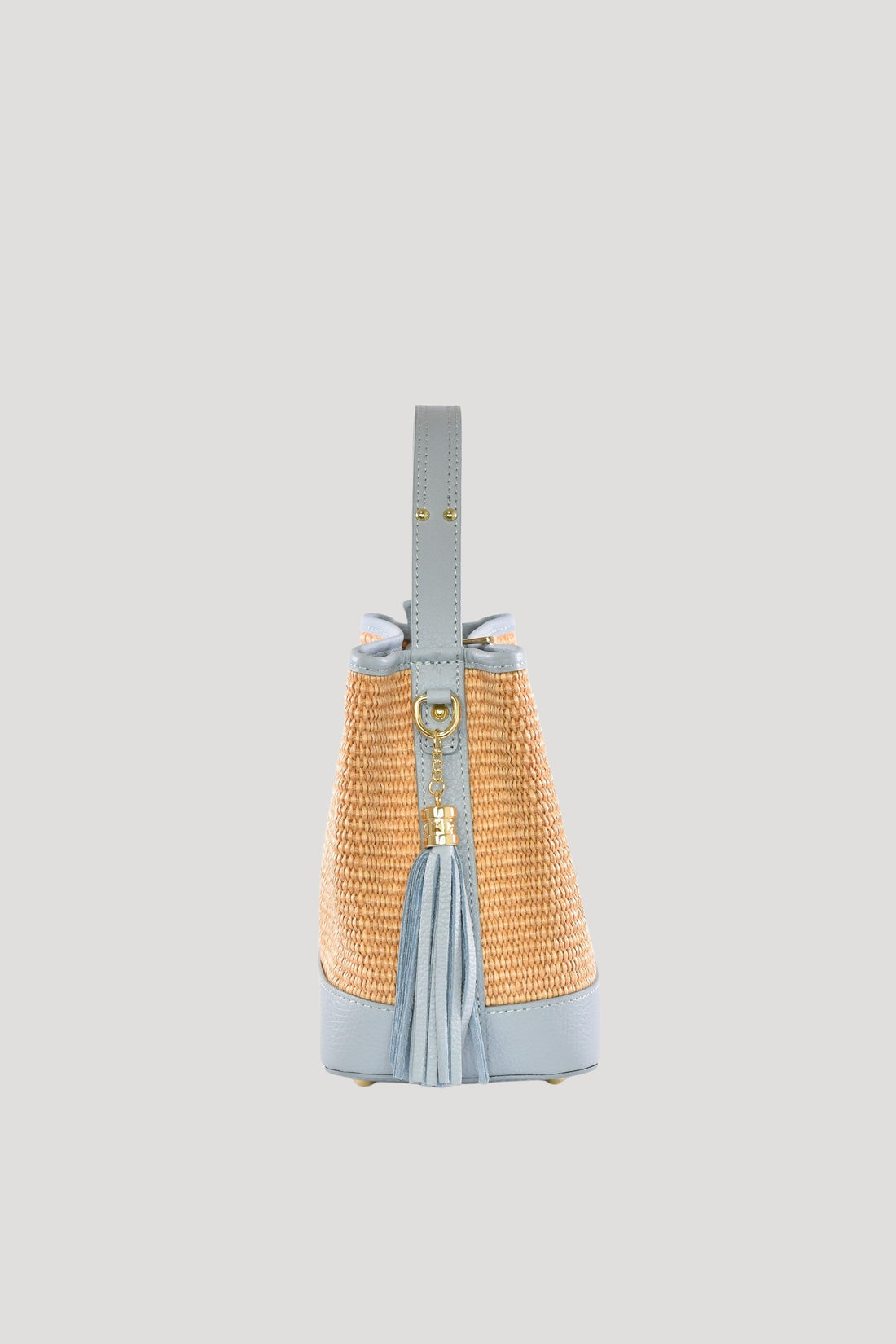 Kendy Bag Dollar Leather and Raffia Light Blue