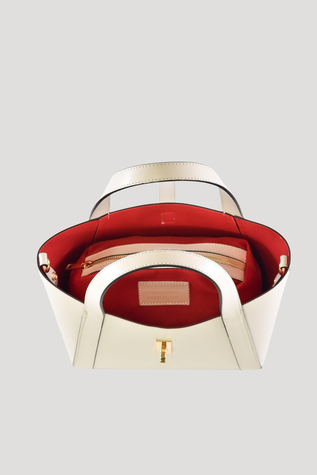 Eleonor Bag in Beige Saffiano Leather