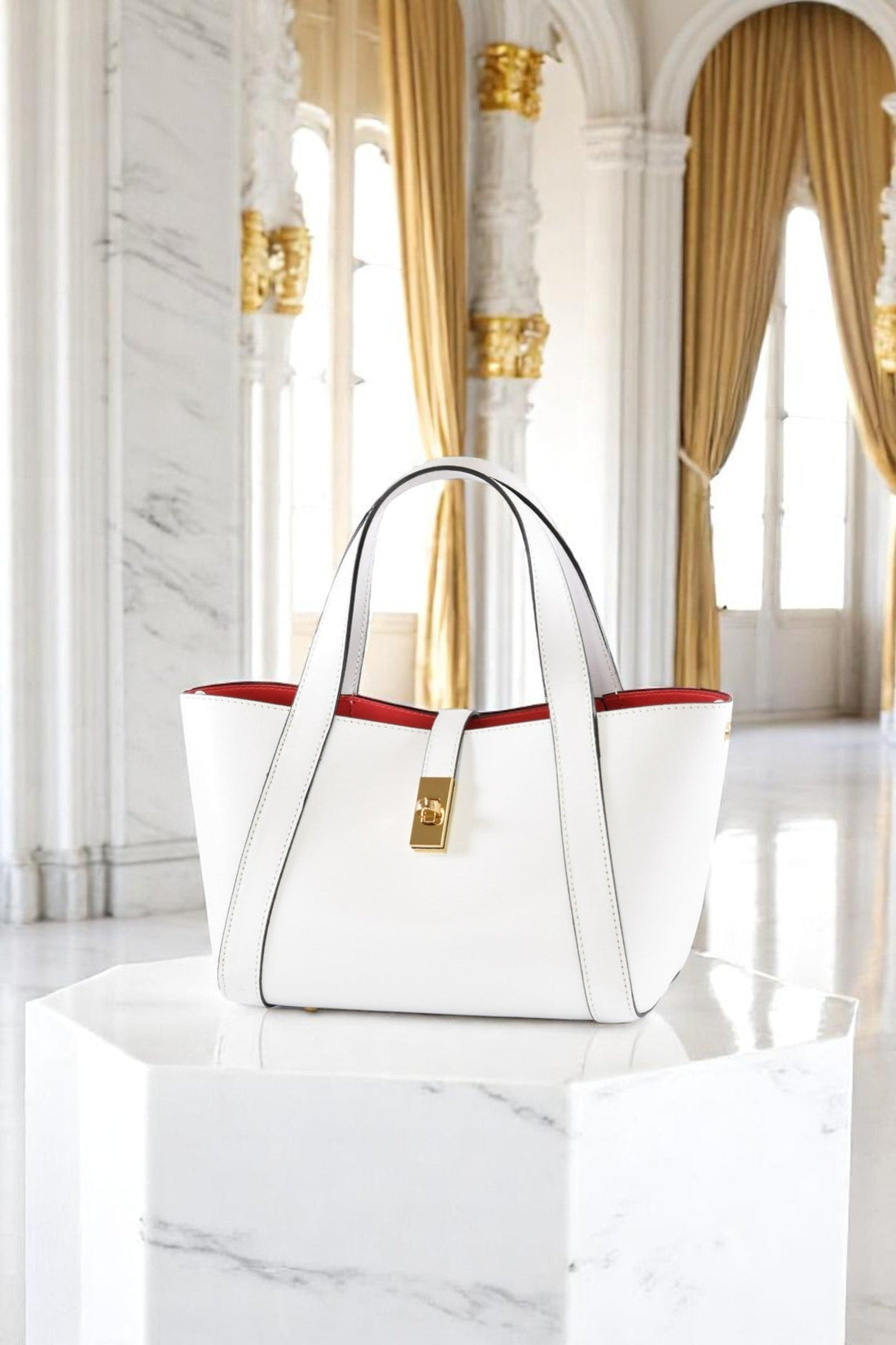 Eleonor Bag in White Saffiano Leather