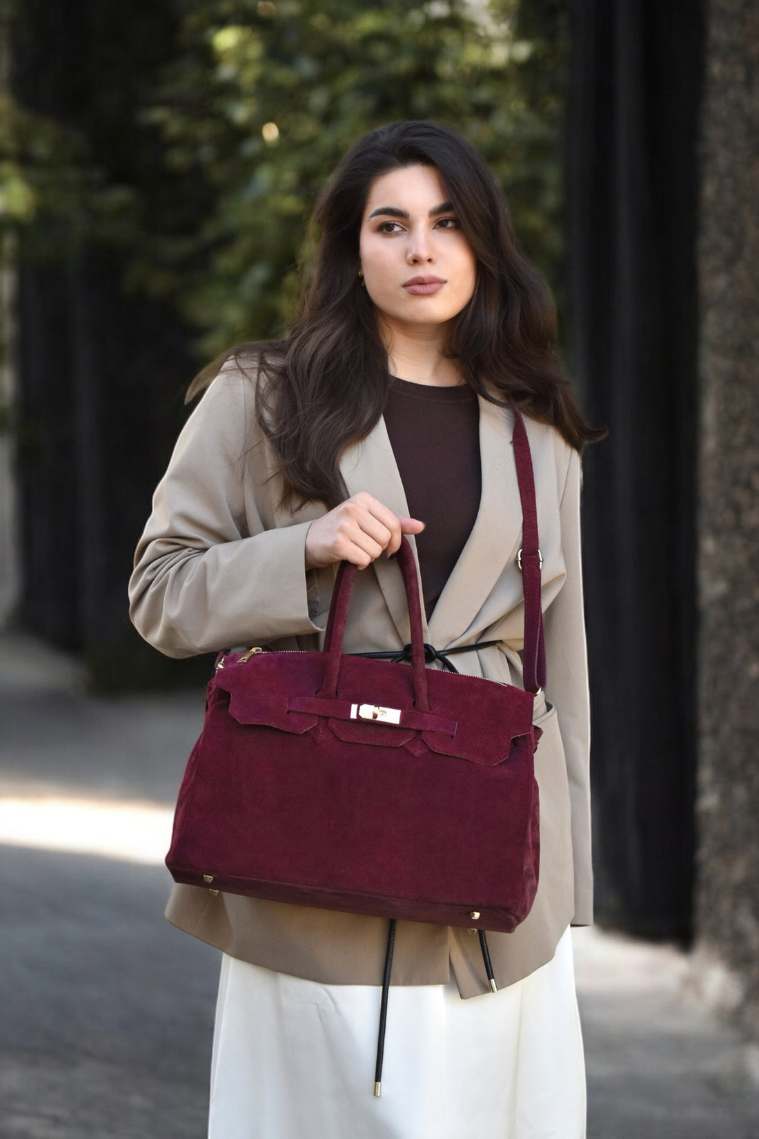 ELIZABETH BAG IN BURGUNDY SUEDE