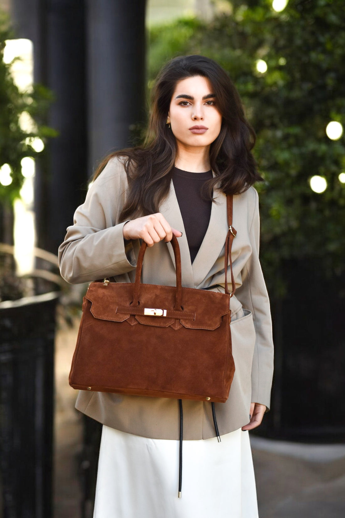ELIZABETH BAG IN TAN SUEDE