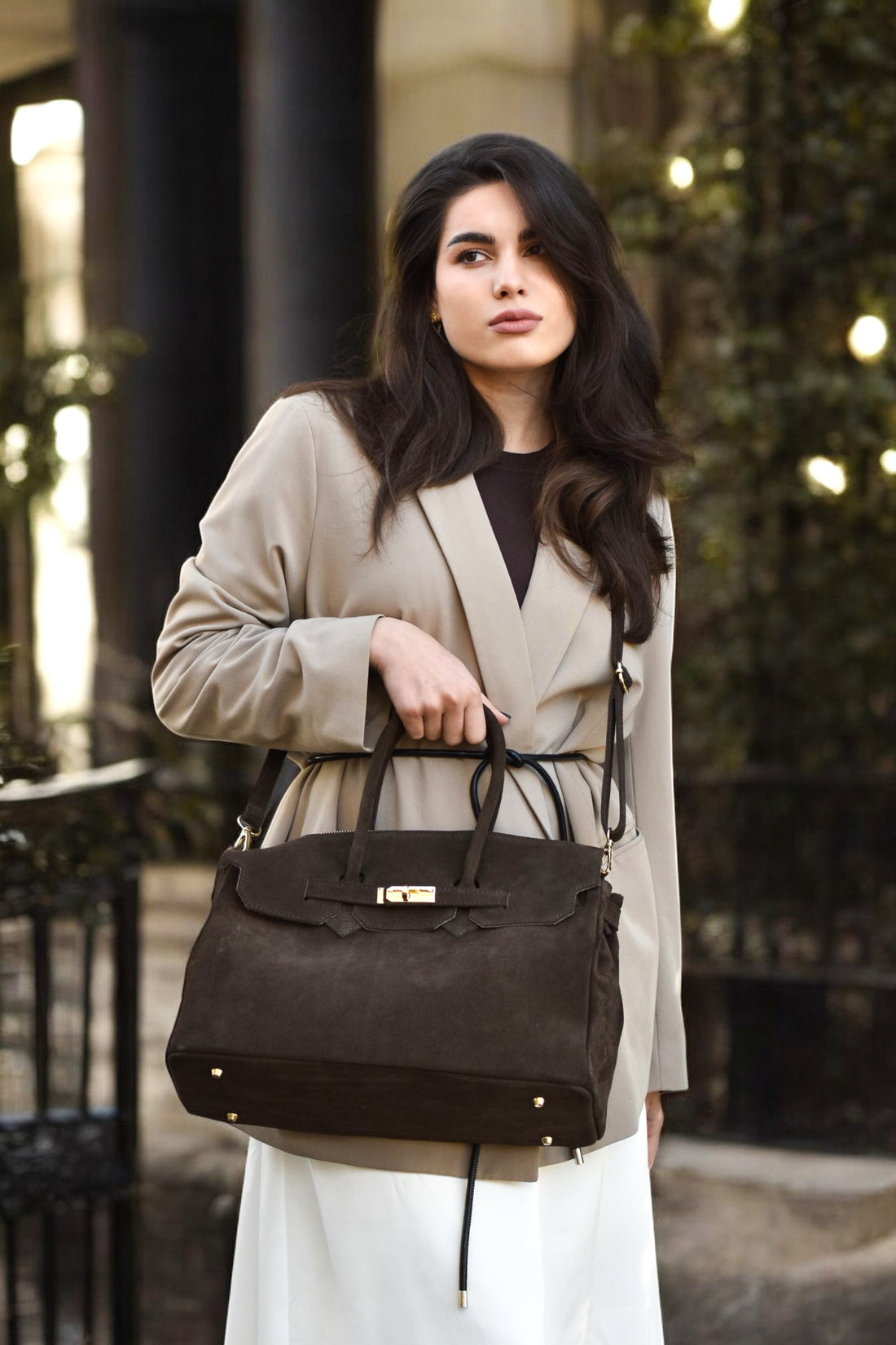 ELIZABETH BAG IN DARK BROWN SUEDE