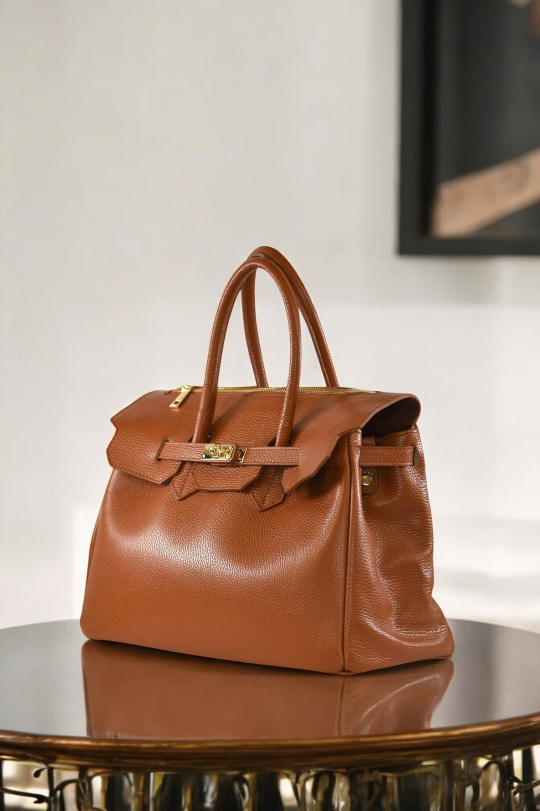 ELIZABETH BAG IN TOGO LEATHER TAN