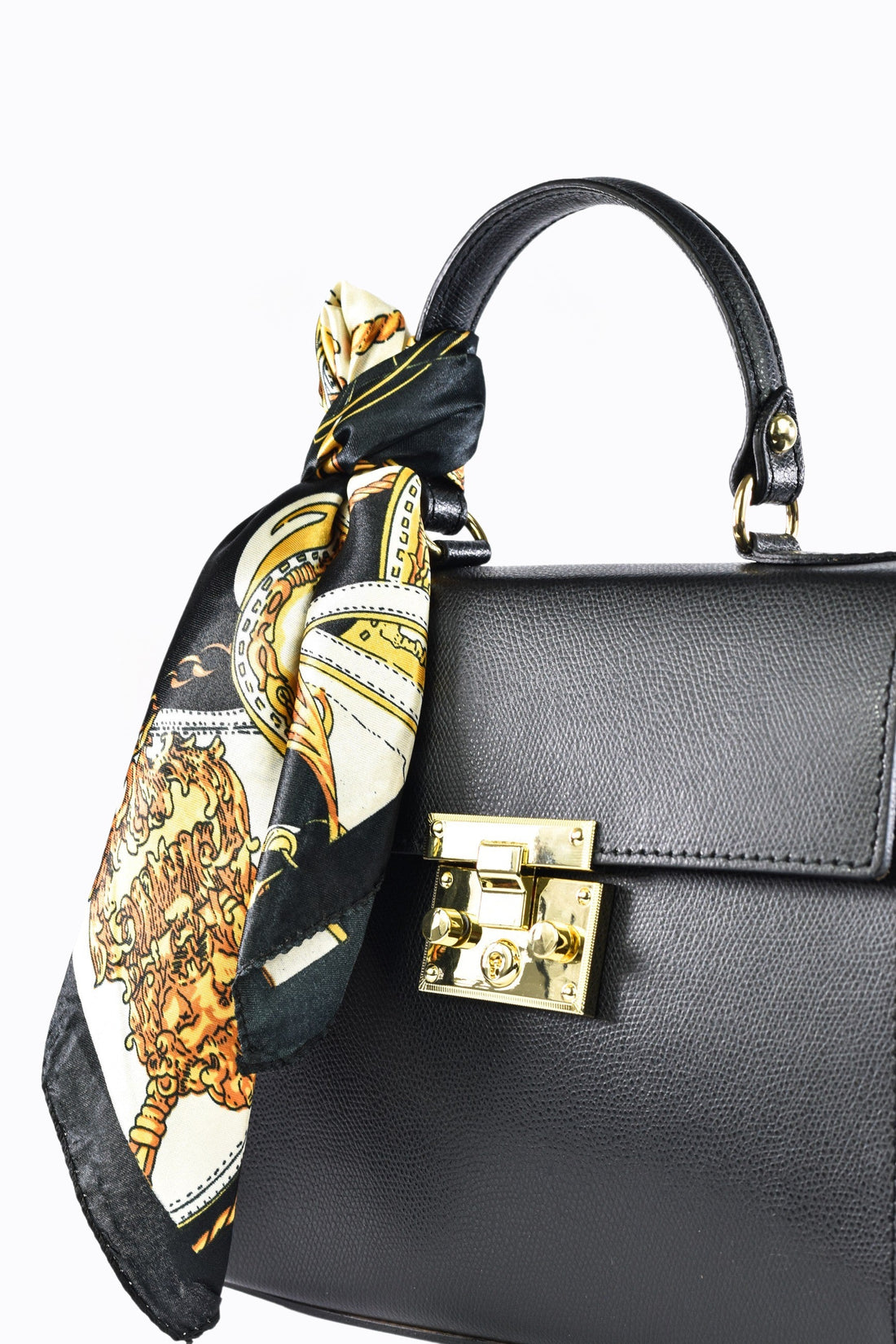 Marigold bag in black Saffiano leather