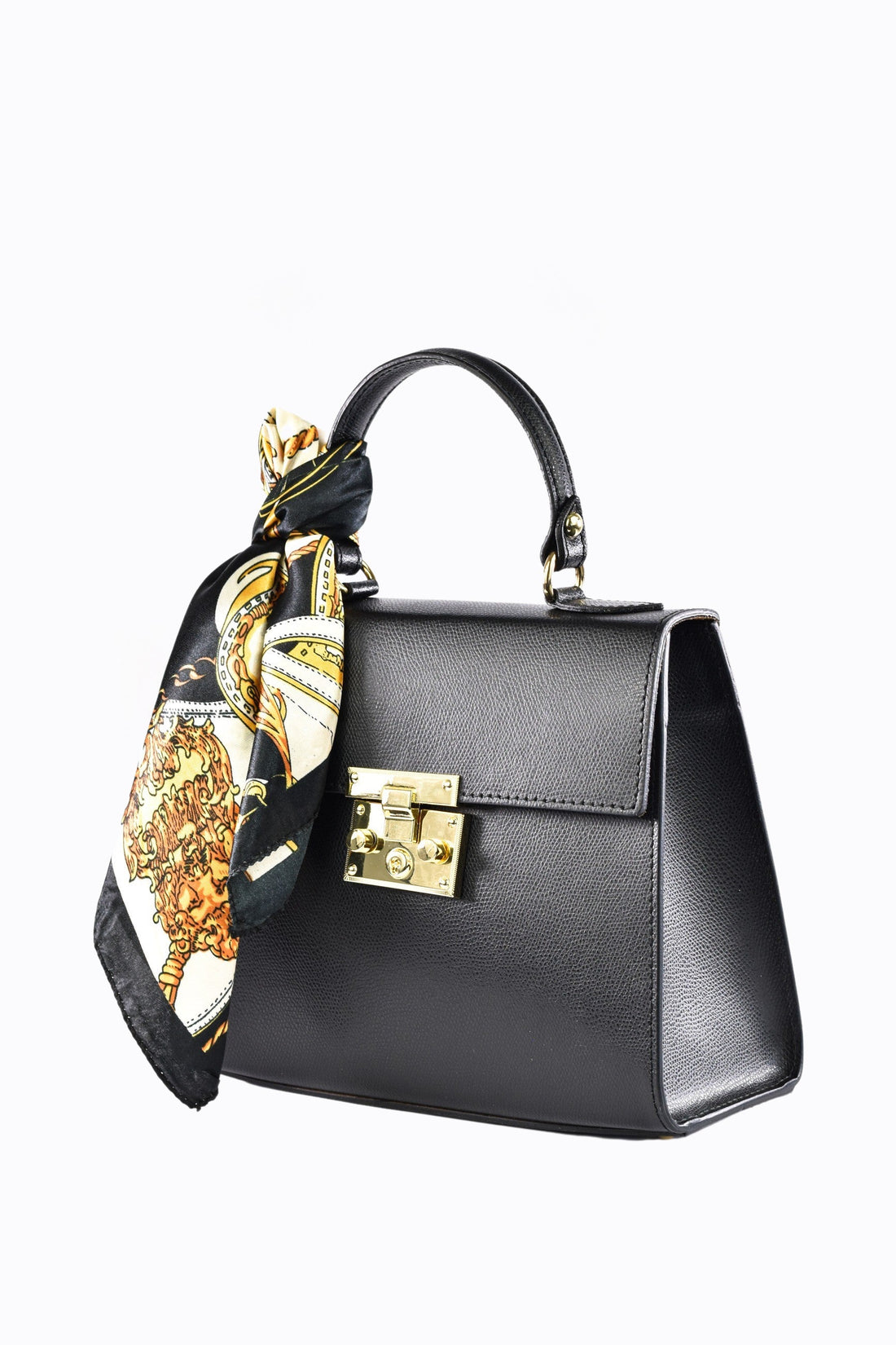 Marigold bag in black Saffiano leather