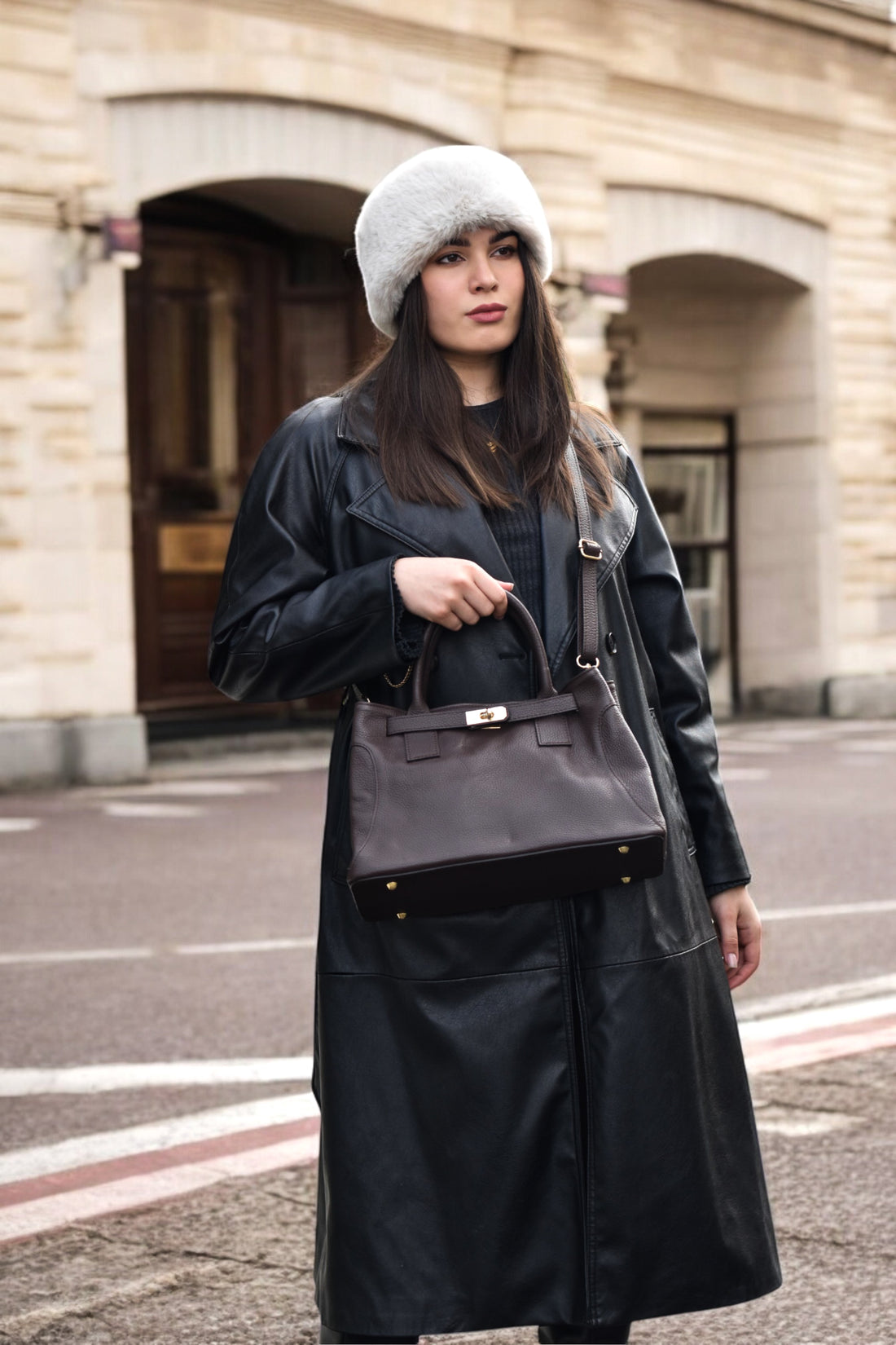 HELENA BAG IN DARK BROWN TOGO LEATHER
