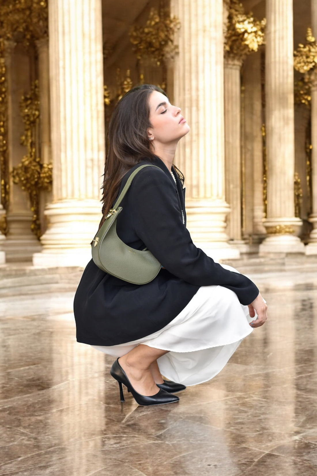 Blaire Bag in Olive Green Dollar Leather