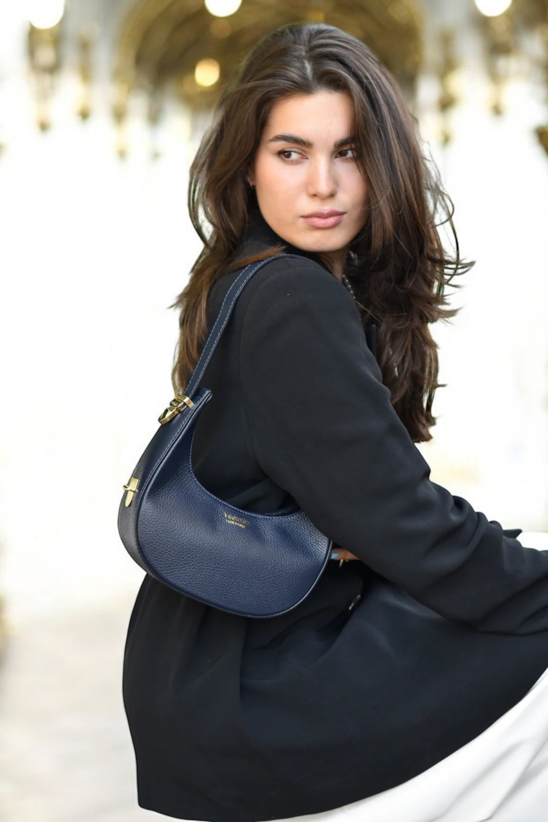 Blaire Bag in Navy Blue Dollar Leather