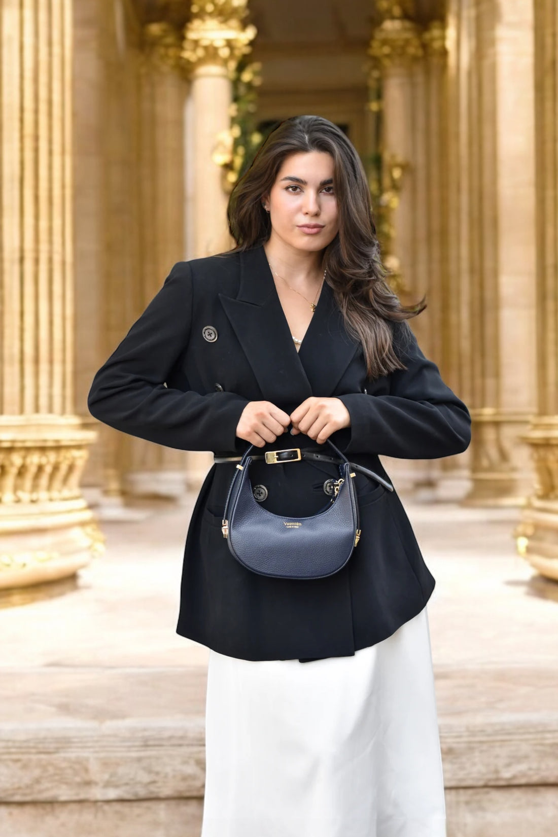 Blaire Bag in Navy Blue Dollar Leather