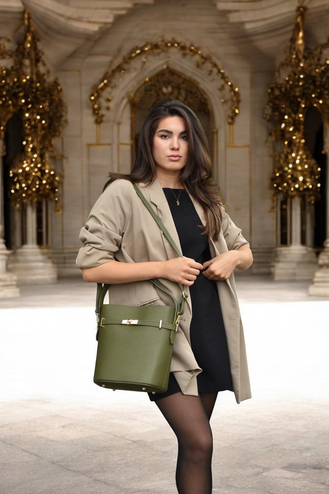 Louise bag in Military Green Dollar leather