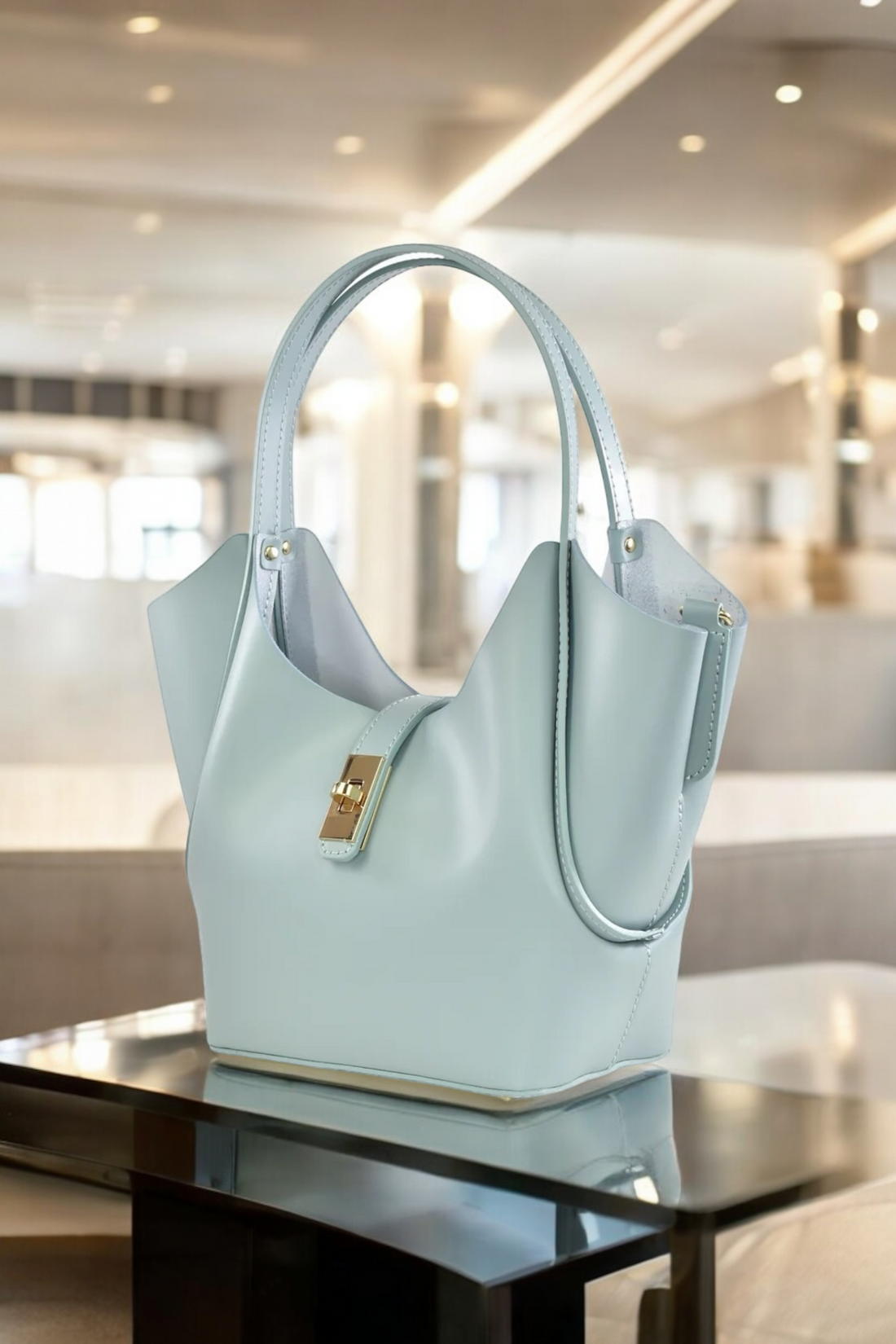 Amelie Bag in Brushed Sky Blue Leather