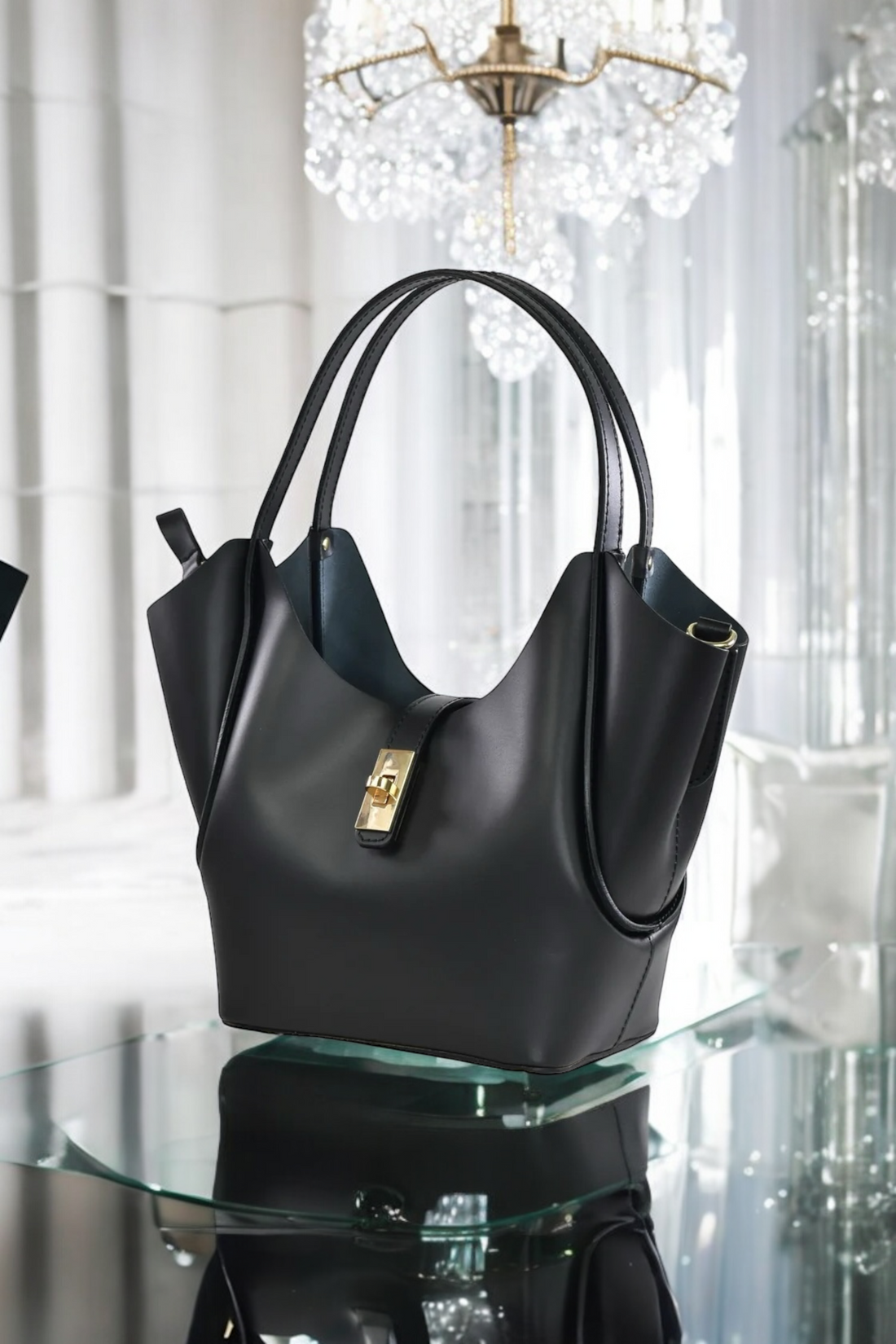 Amelie Bag in Brushed Black Leather