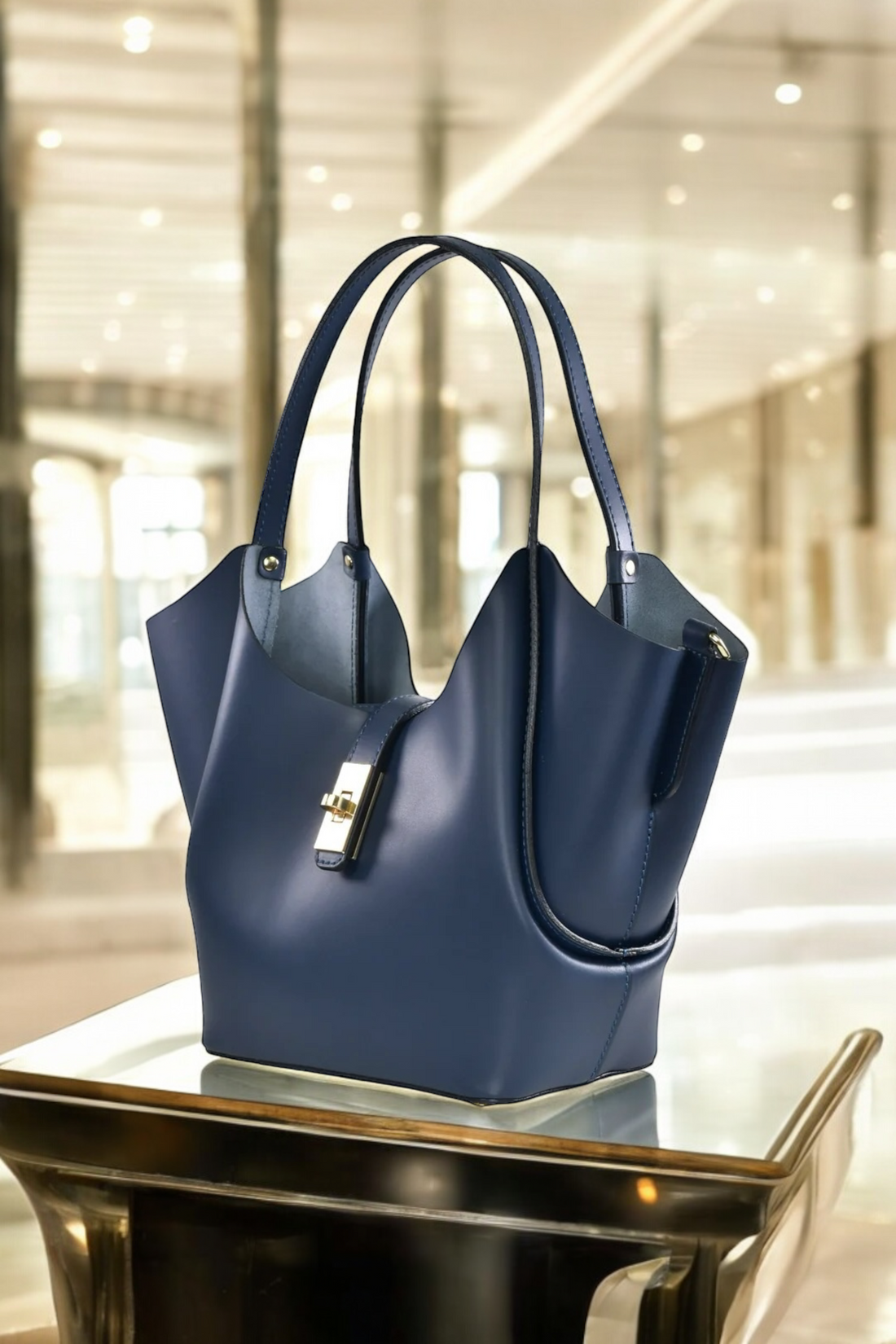 Amelie Bag in Brushed Navy Blue Leather