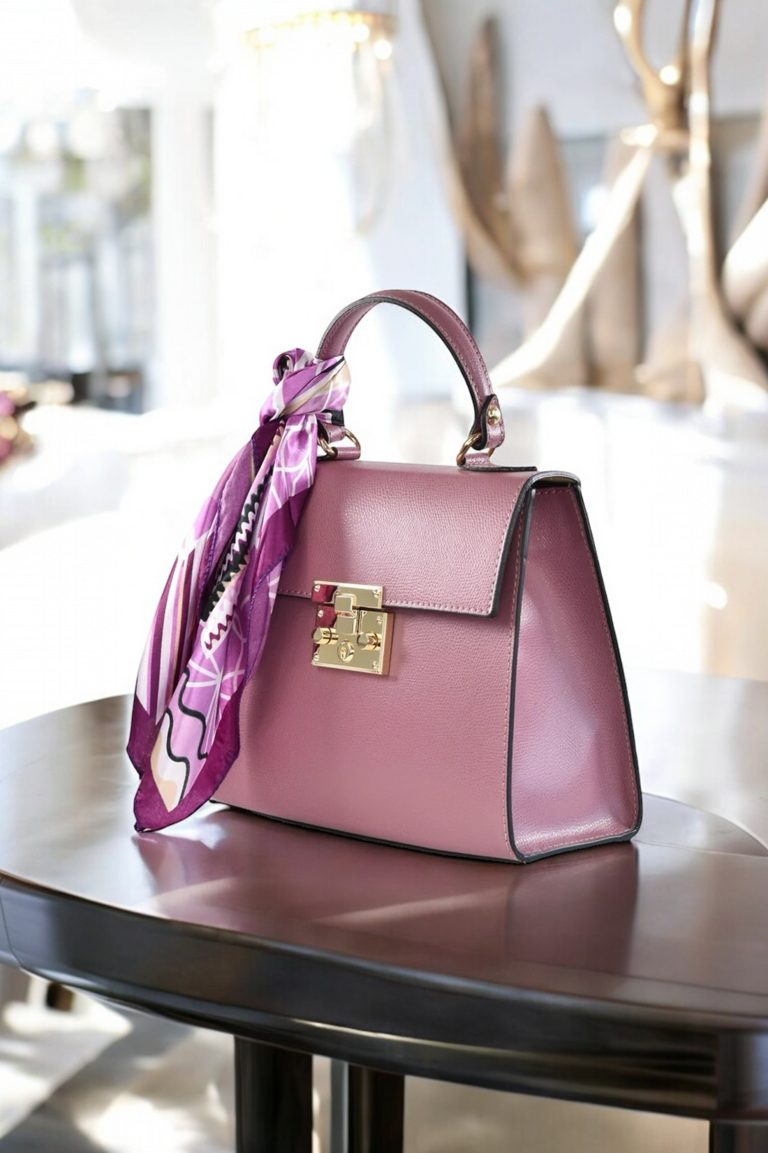 Marigold bag in antique pink Saffiano leather