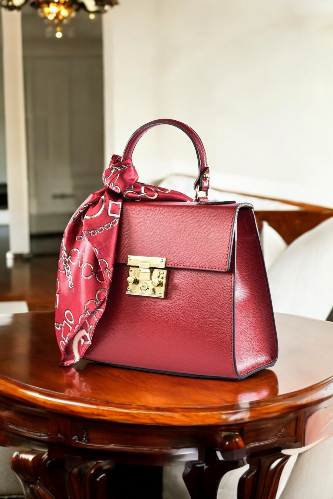 Marigold Bag in Red Saffiano Leather