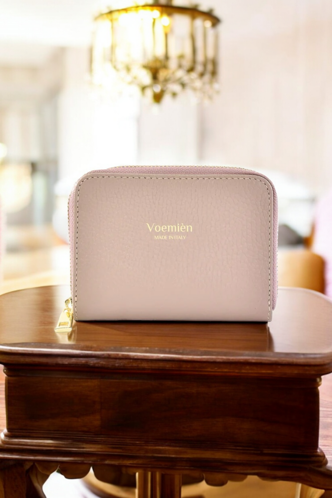 Voemièn Small Wallet in Blush Togo Leather