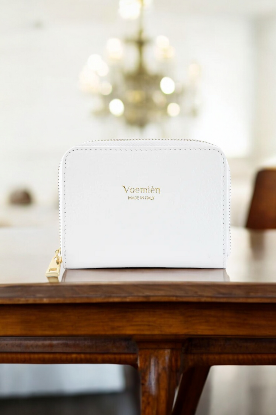 Voemièn Small Wallet in White Togo Leather
