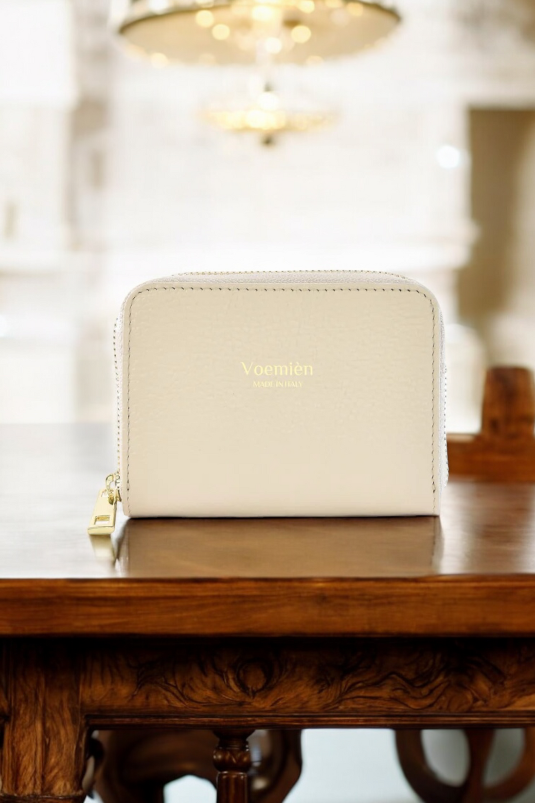 Voemièn Small Wallet in Beige Togo Leather