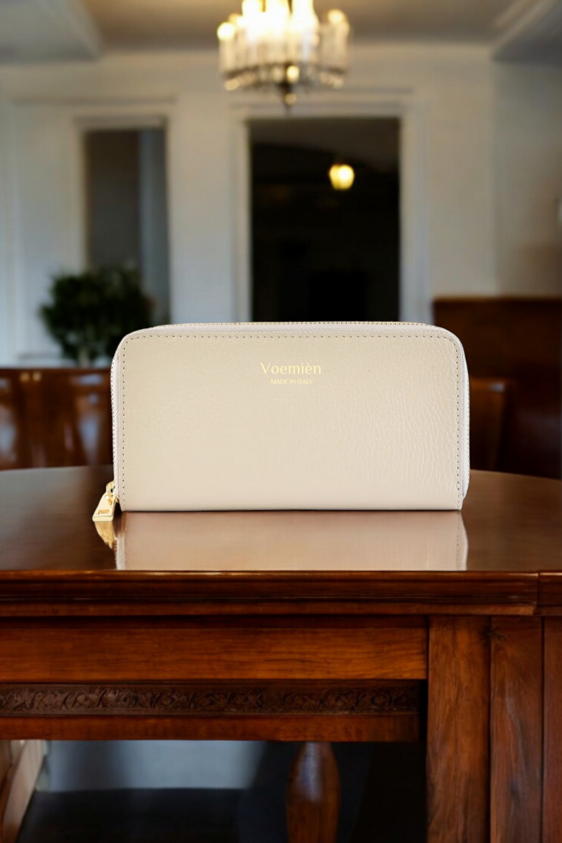 Voemièn Large Wallet in Beige Togo Leather