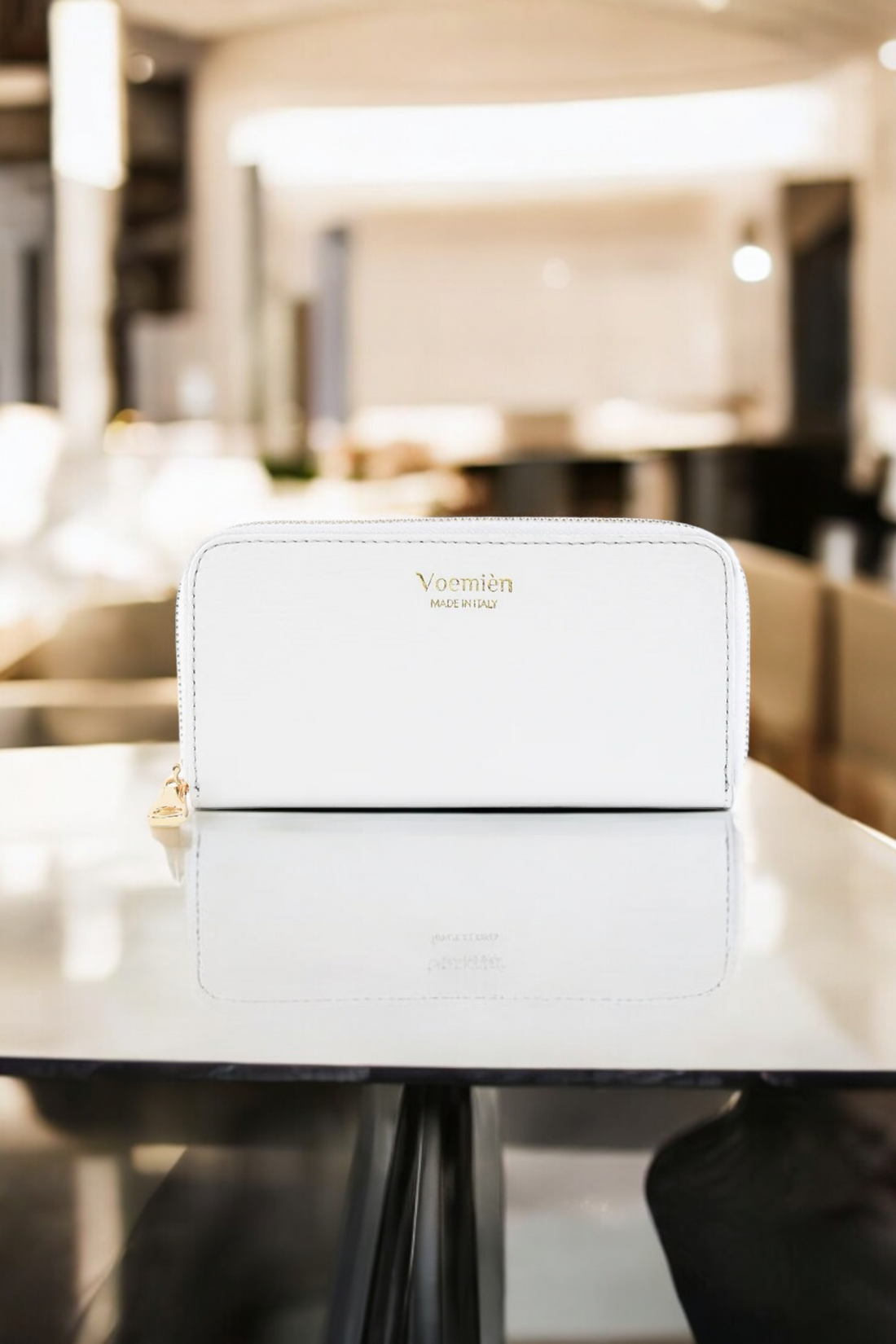 Voemièn Large Wallet in White Togo Leather