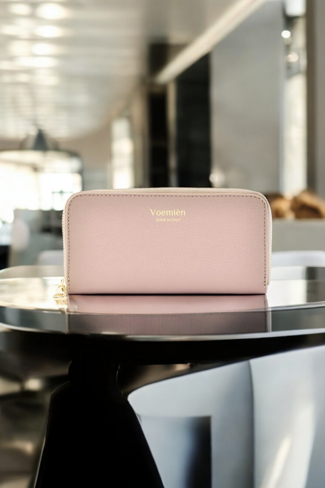 Voemièn Large Wallet in Blush Togo Leather
