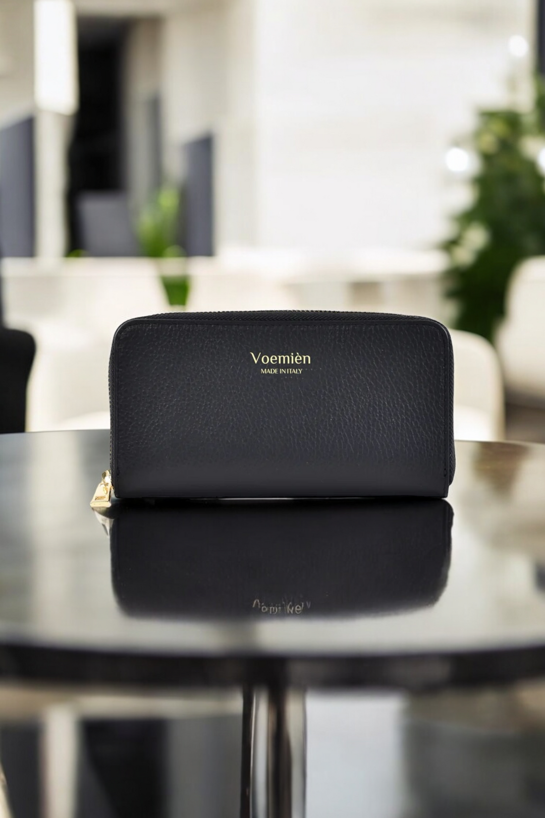 Voemièn Large Wallet in Black Togo Leather