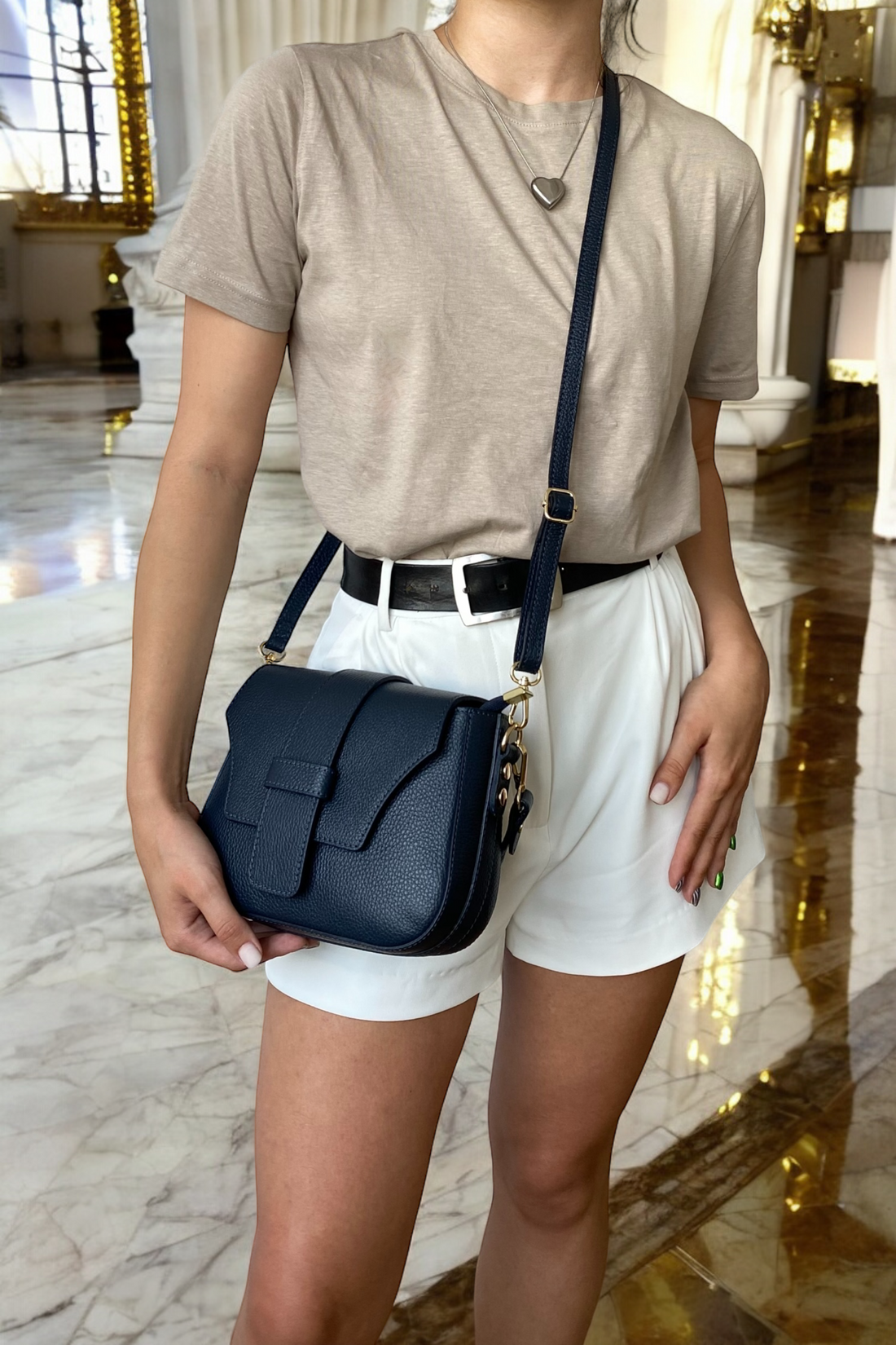 Riven Bag in Navy Blue Dollar Leather
