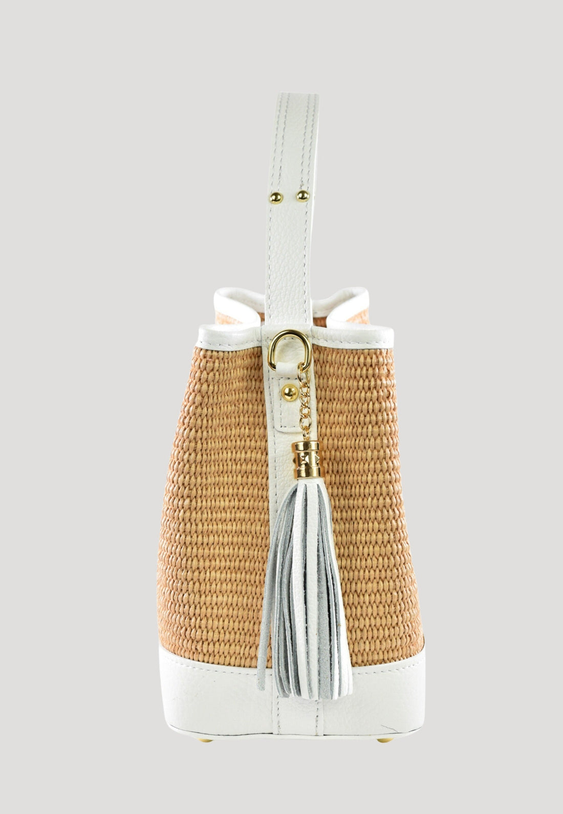Kendy Bag in Dollar Leather and Raffia White