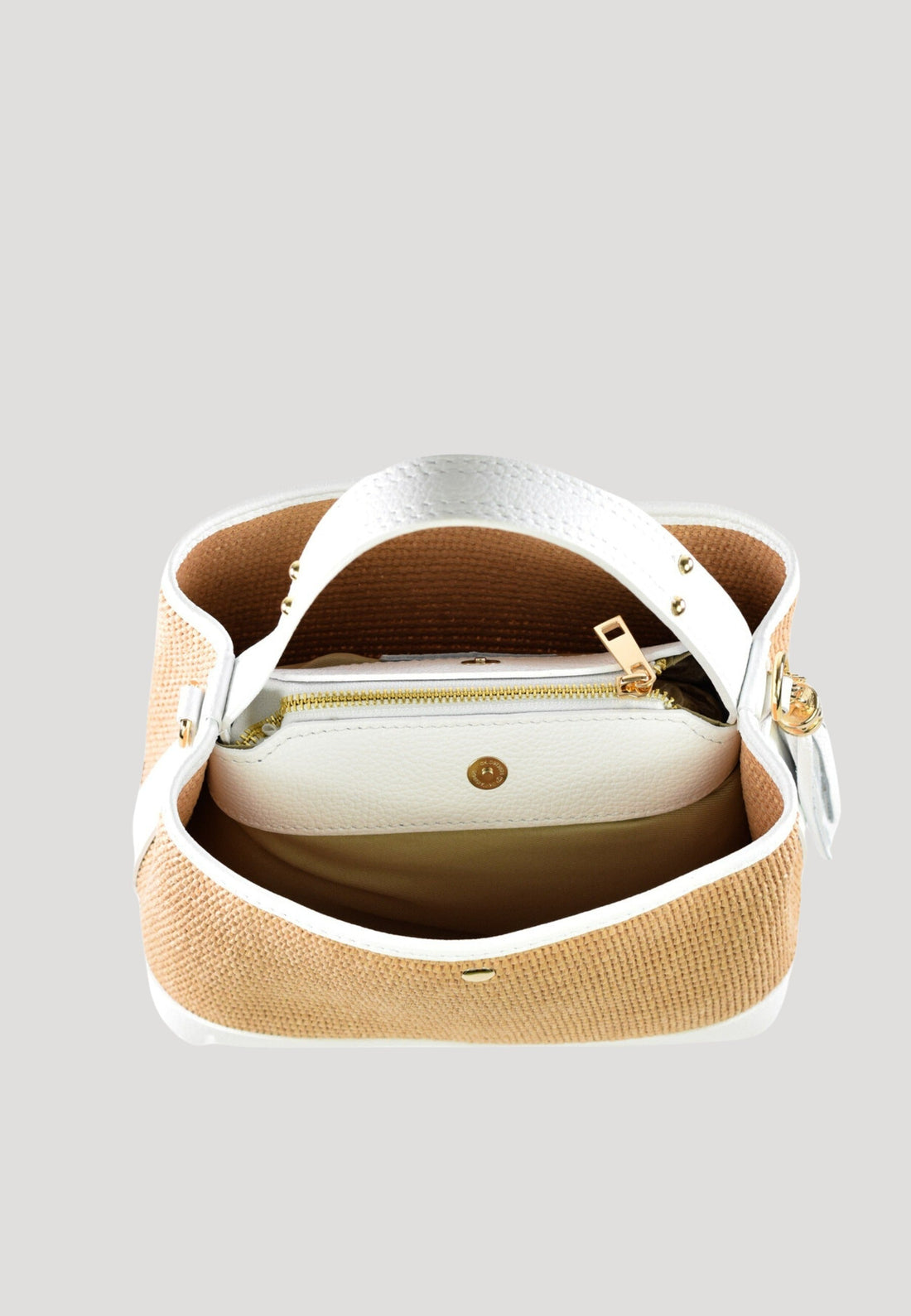 Kendy Bag in Dollar Leather and Raffia White