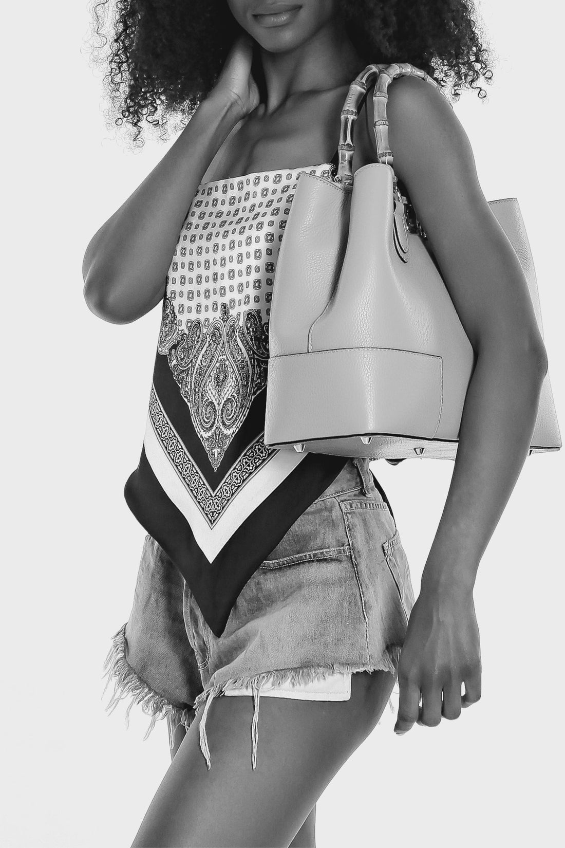 Borsa Bamboo Babe in pelle Dollaro Celeste - Voemièn