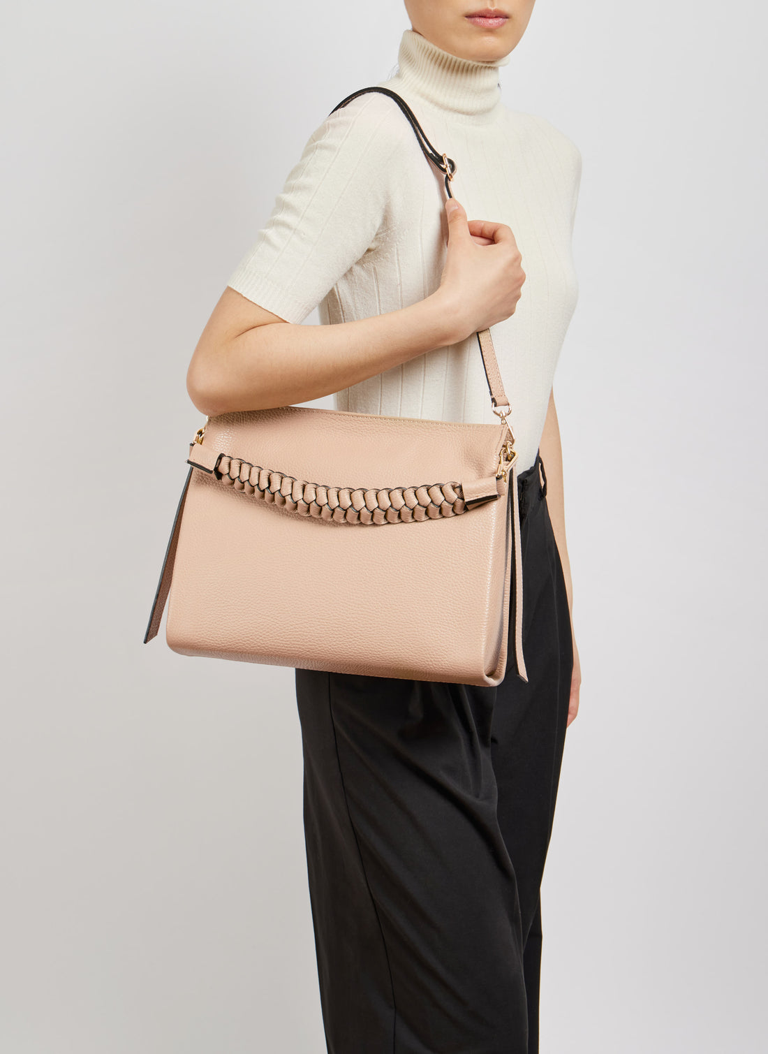 Braid Bag in Powder Pink Dollar Leather