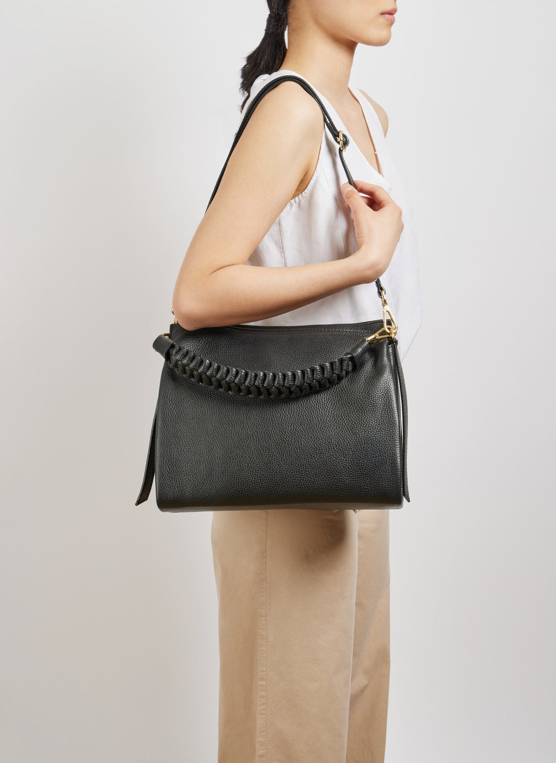 Braid Bag in Black Dollar Leather