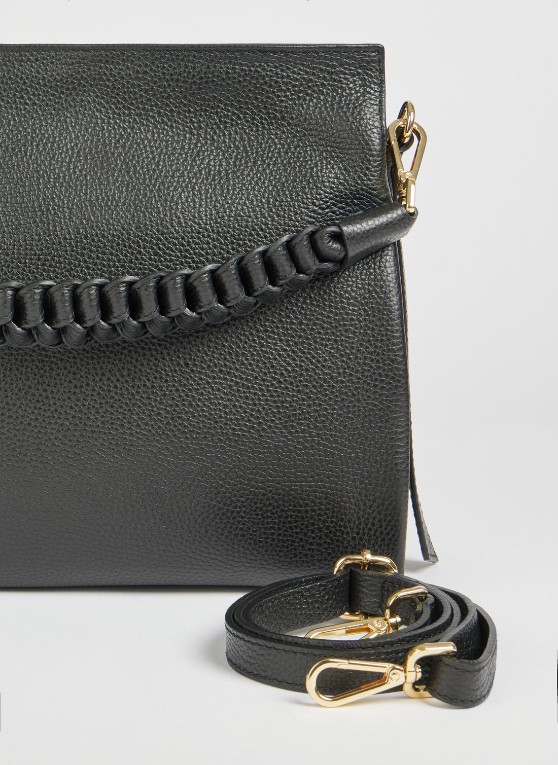 Braid Bag in Black Dollar Leather