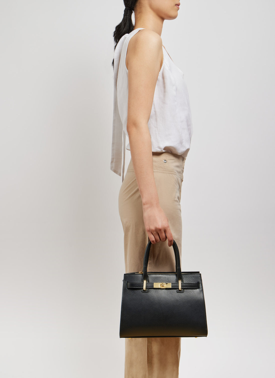 Braid Bag in Black Dollar Leather