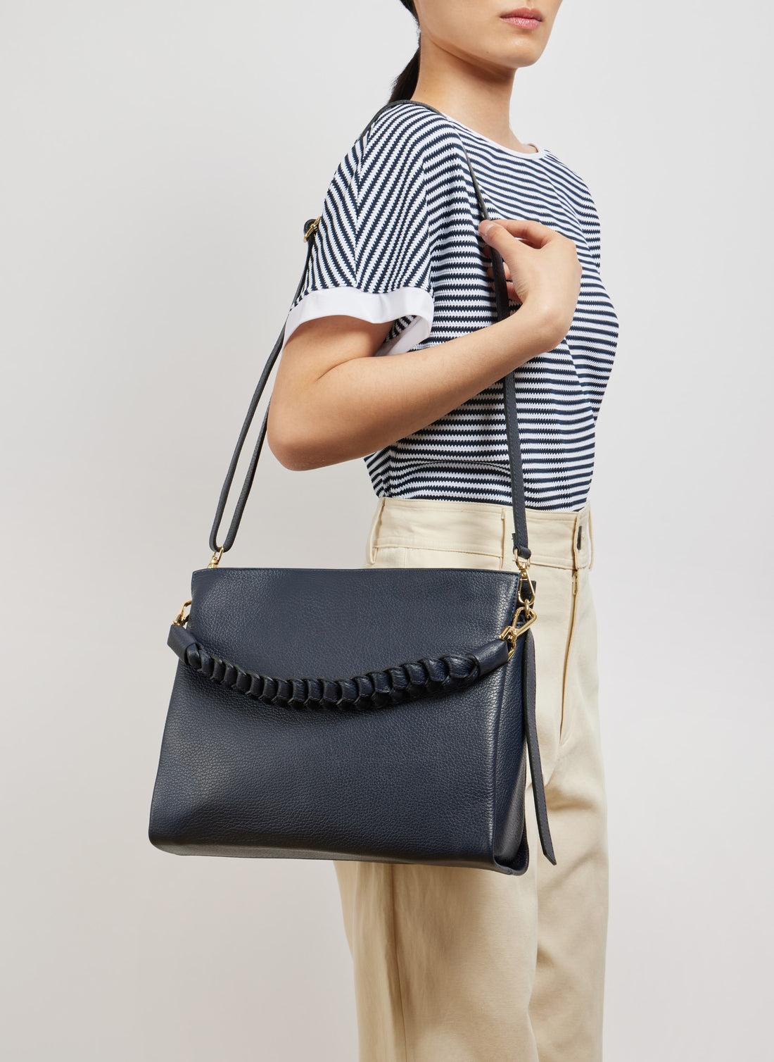 Braid Bag in Blue Navy Dollar Leather