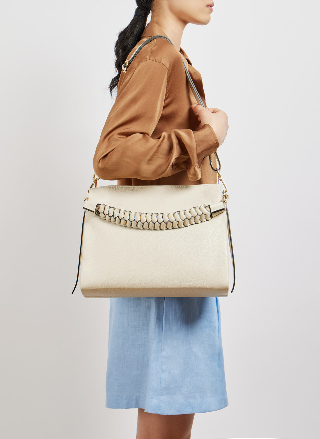Braid bag in Beige Dollar leather