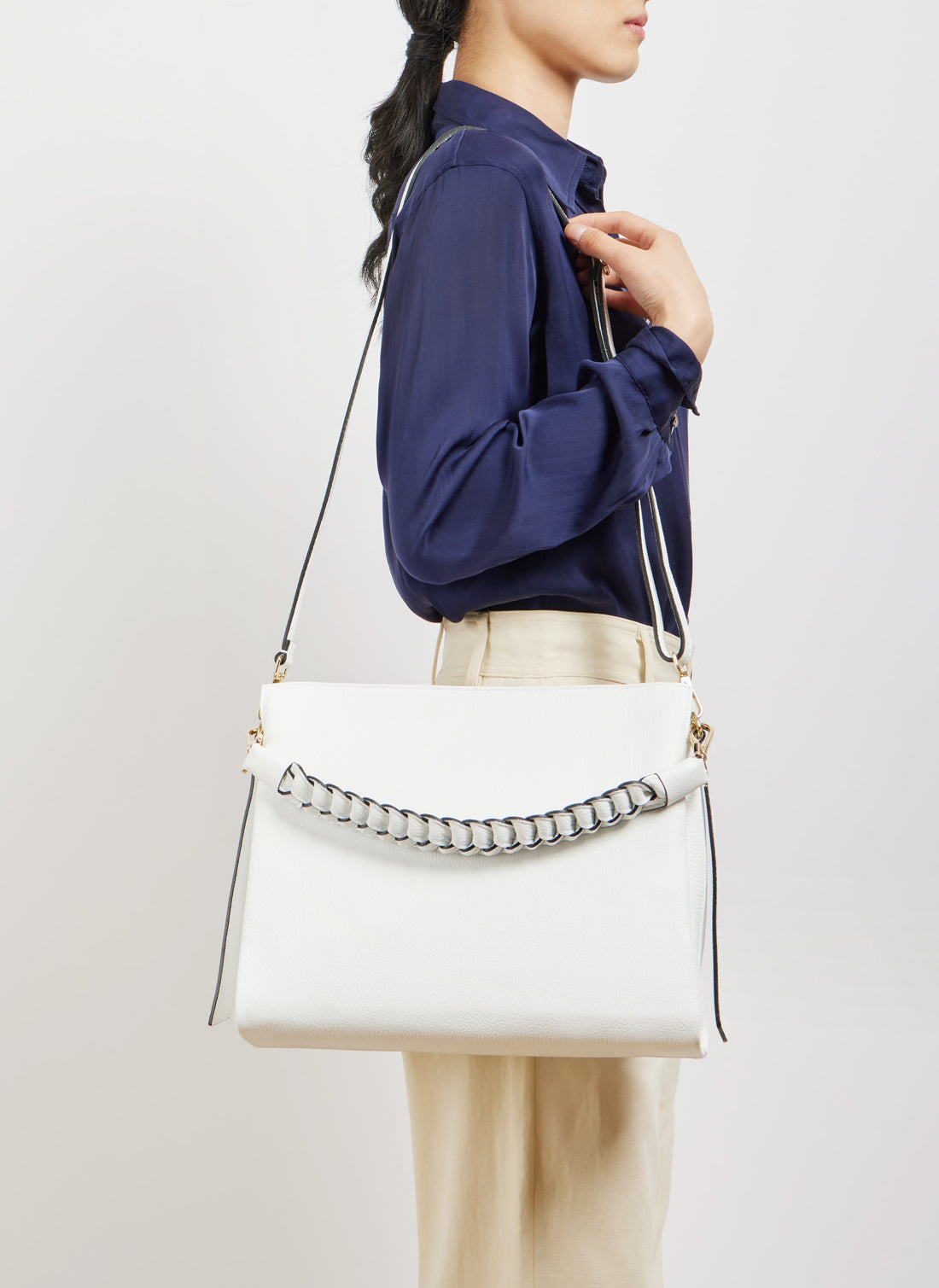 Braid bag in White Dollar leather