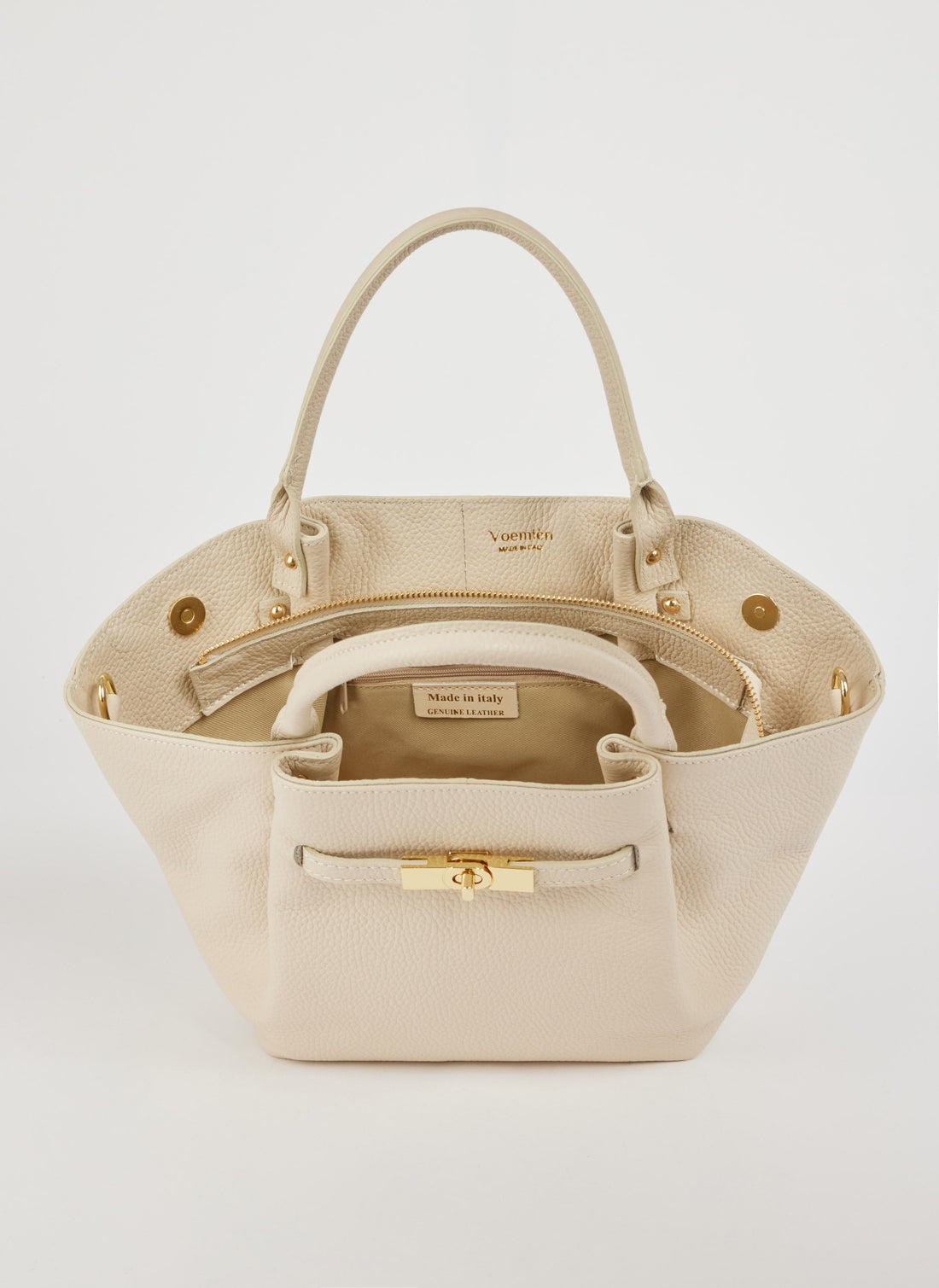 Charlène Bag in Togo Leather Beige