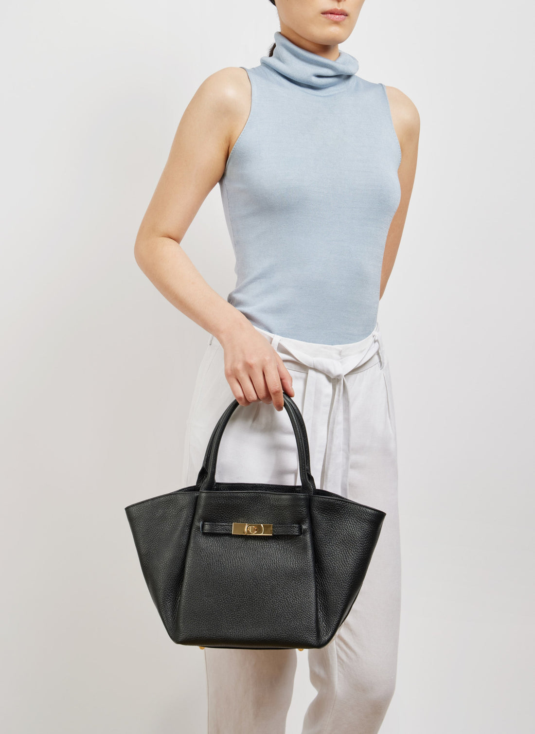 Charlène Bag in Togo Leather Black