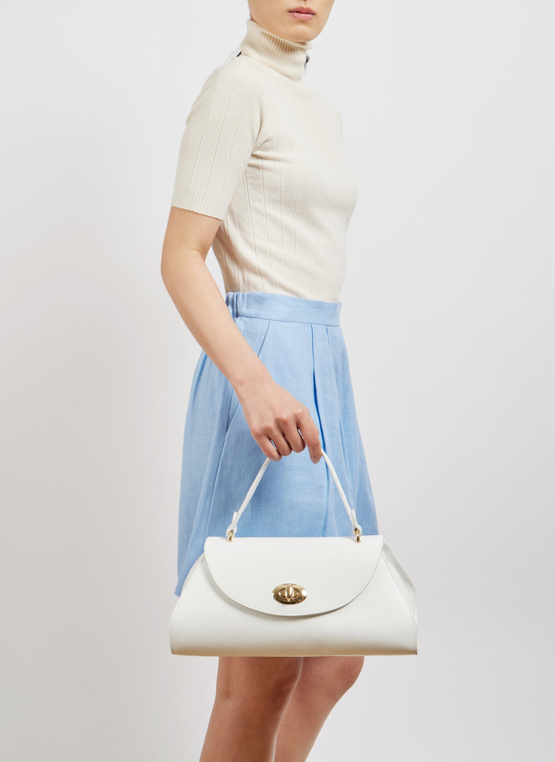 Florence Bag in Togo Leather White