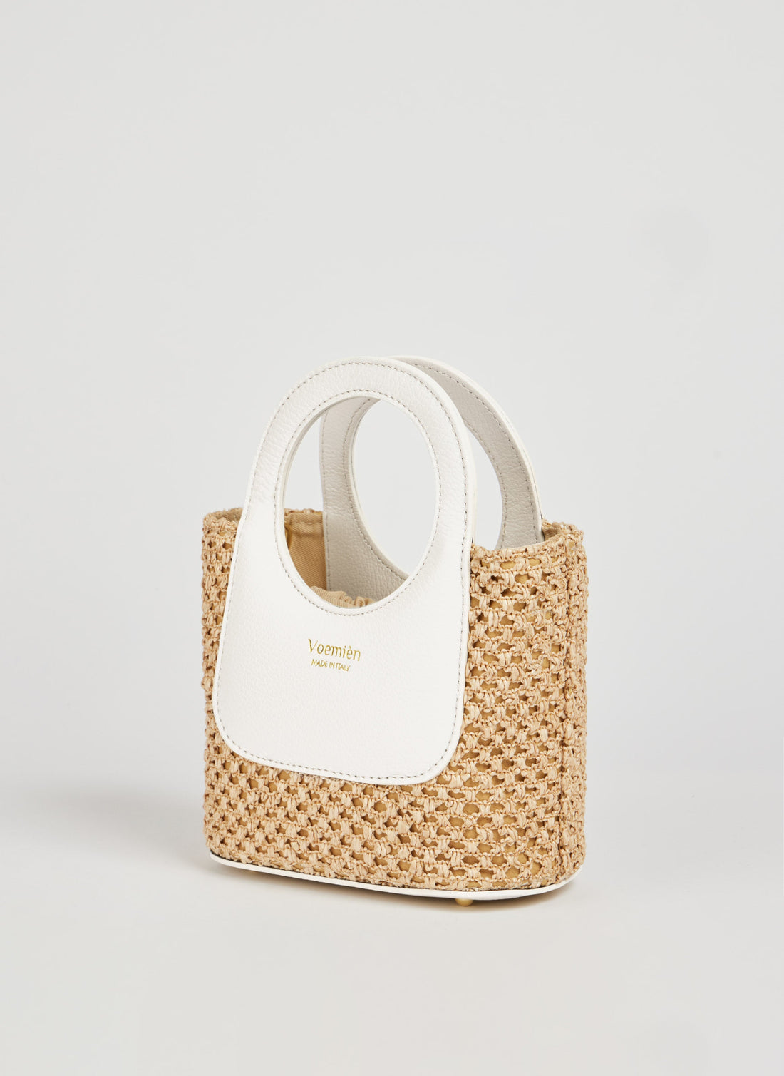 Alba Bag in Dollar Leather and Raffia White