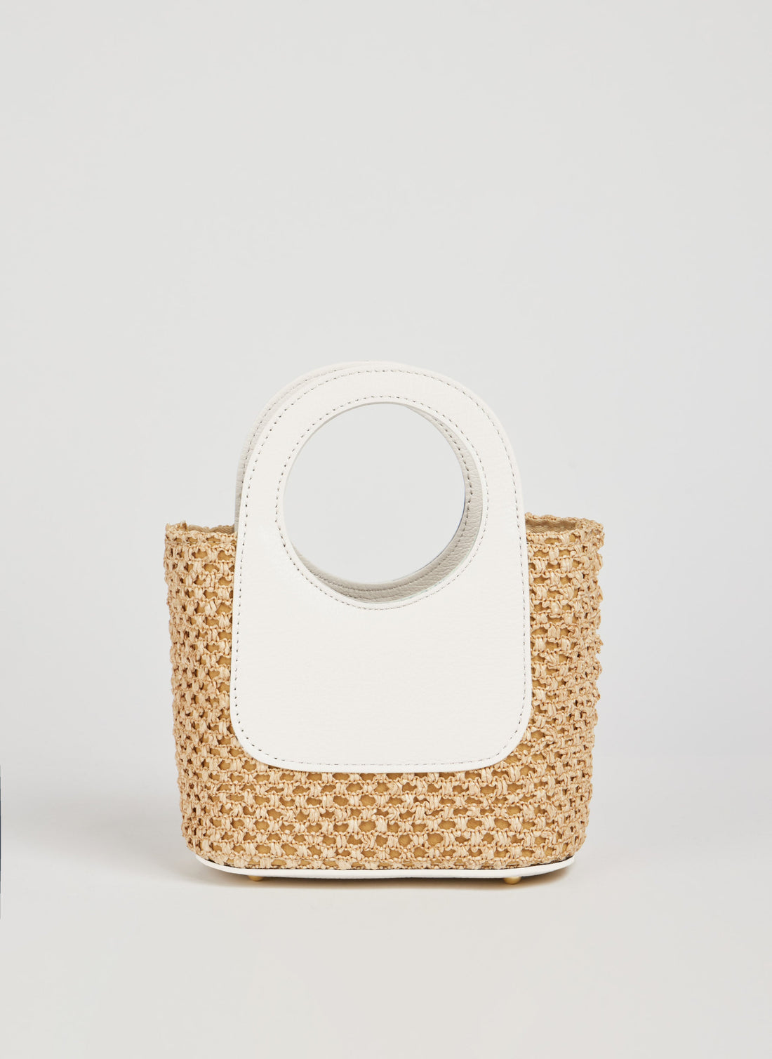 Alba Bag in Dollar Leather and Raffia White