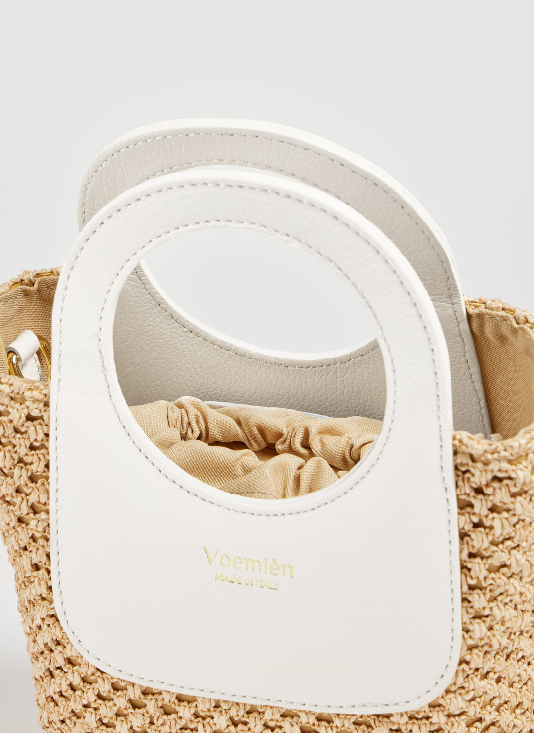 Alba Bag in Dollar Leather and Raffia White